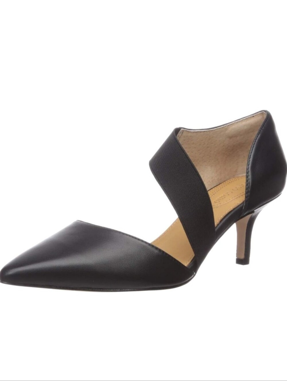 Corso Como Matte Black Pointed D'Orsay Low Heel with Strap